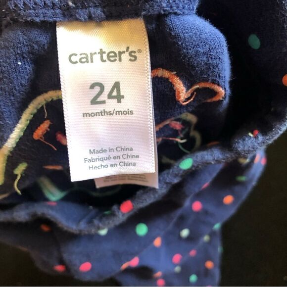 CARTER’S blue polka dots cupcake print pants pjs bottom size 24 months cotton - Picture 2 of 4